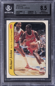 1986/87 Fleer Stickers #8 Michael Jordan Rookie Card - BGS NM-MT+ 8.5